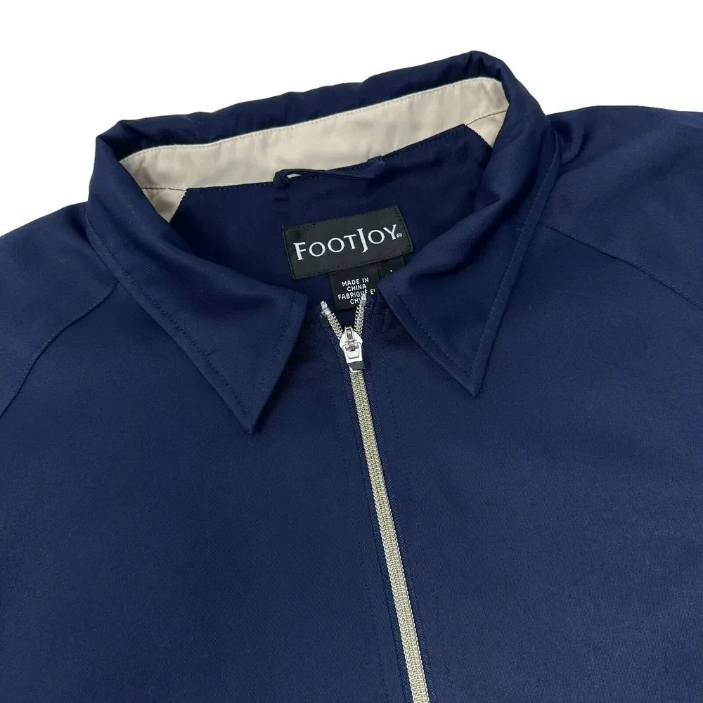 FootJoy FJ Golf Navy Blue Full Zip‎ Long Sleeve Lined Windbreaker Jacket Large